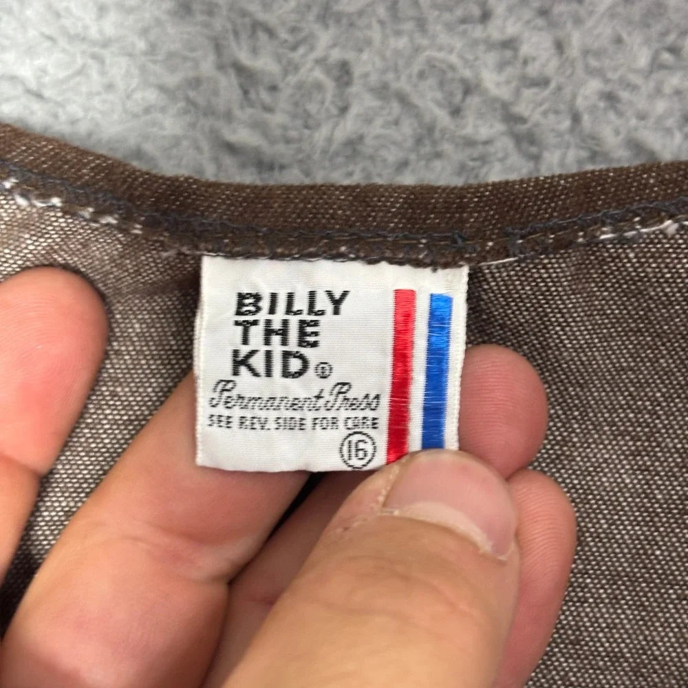 Billy the Kid Vintage Kids Brown Denim Western Vest Size 16 Button Front USA